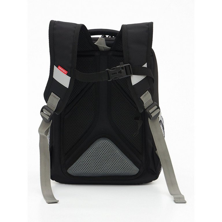 Рюкзак каркасный для мальчика Grizzly 26*37*16 см., черный/серый