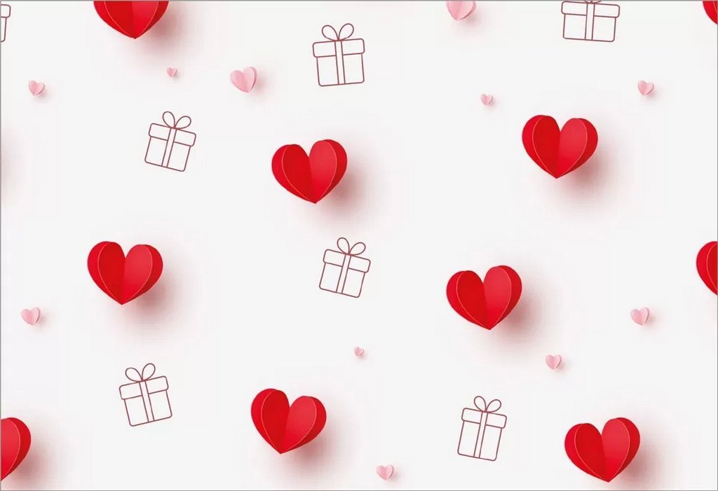 Конверт (для подарочного сертификата) без надписи 195*140 мм "Сердечки и подарочки"