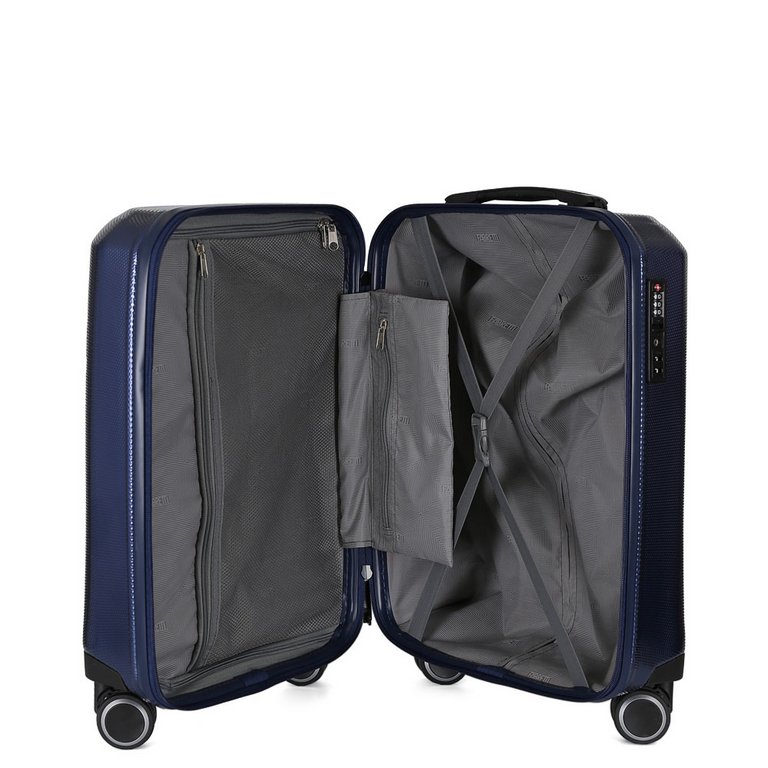Чемодан 4-х колесный FABRETTI 100% поликарбонат, 54*37*24 см, синий
