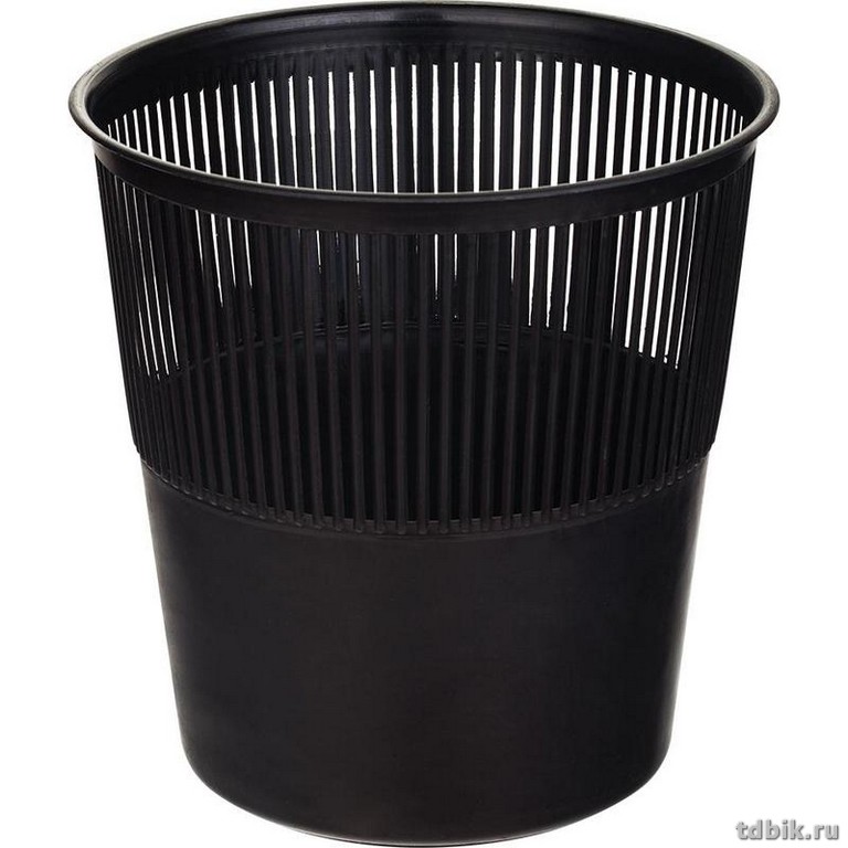 Корзина для бумаг пластиковая  9л сетчатая, черная, Стамм