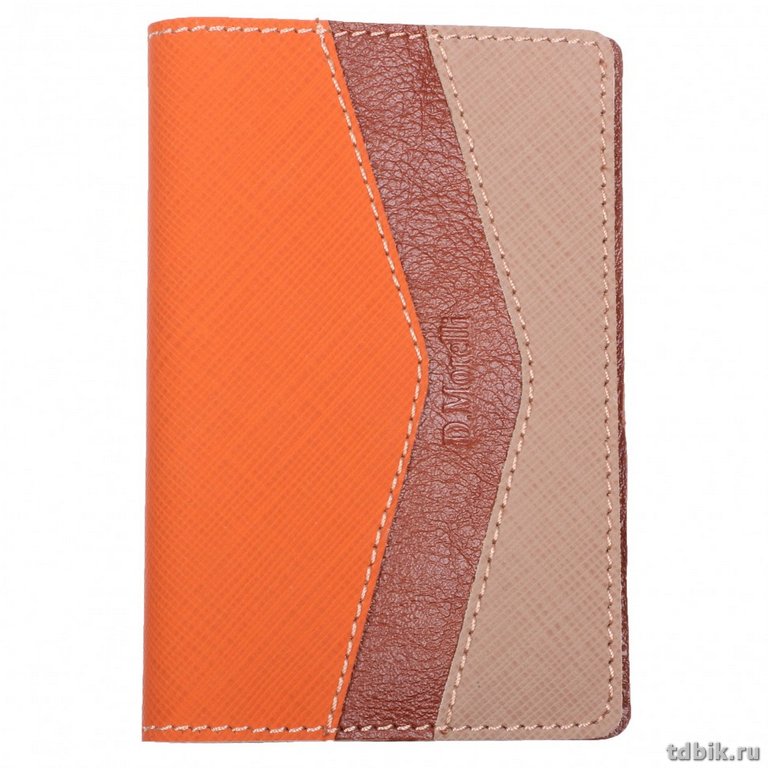 Обложка для паспорта D.Morelli "Верона" с отделениями для карт нат. кожа, оранжевая