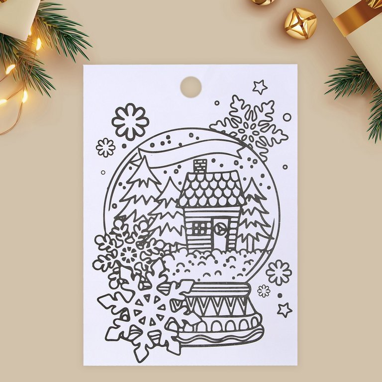 Наклейки НГ 11х15,5 см "Новогодняя сказка" c раскраской Дарите Счастье