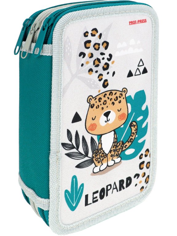 Пенал 3 отд. для девочки Prof-Press "Леопард мечтатель" 190*115 (ткань)