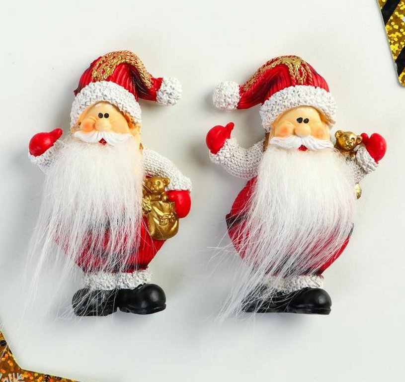 Магнит НГ "Дедушка Мороз с длинной бородой" 9,2х5,5х1 см, полистоун, МИКС