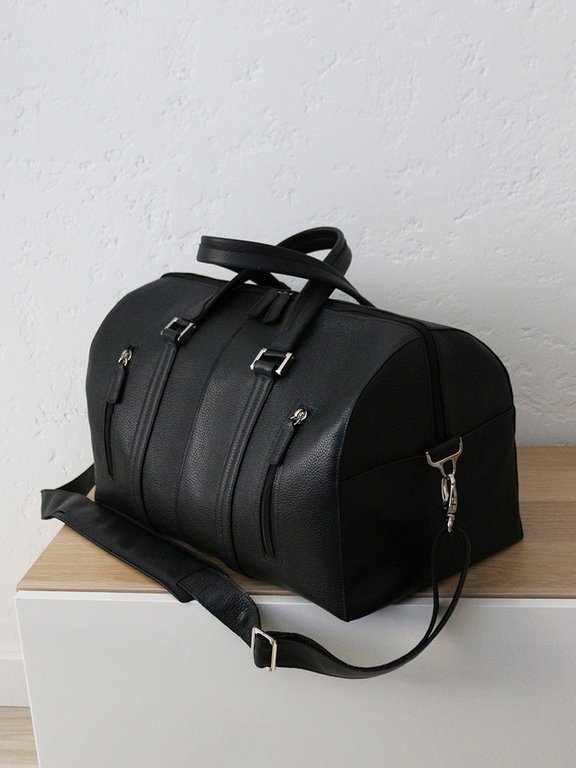 Сумка дорожная "D.Morelli" 45x25x25 см нат. кожа, черная