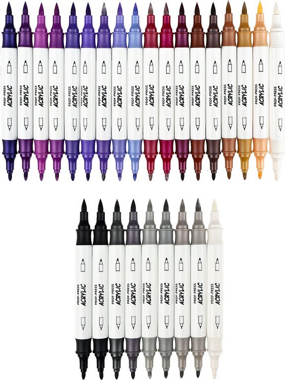 Набор маркеров акриловых 63 цв. двусторонние (в пластик. кейсе) Prof-Press