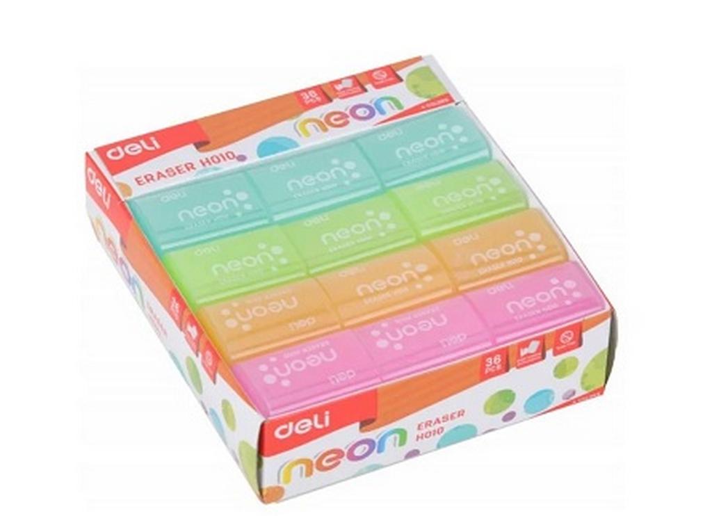 Ластик Deli Neon 39*27*12 мм, ассорти