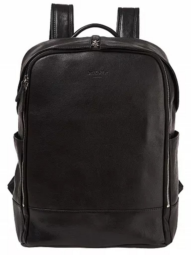 Рюкзак молодежный мужской  Dr.Koffer натуральная кожа 39*30*15см, черный