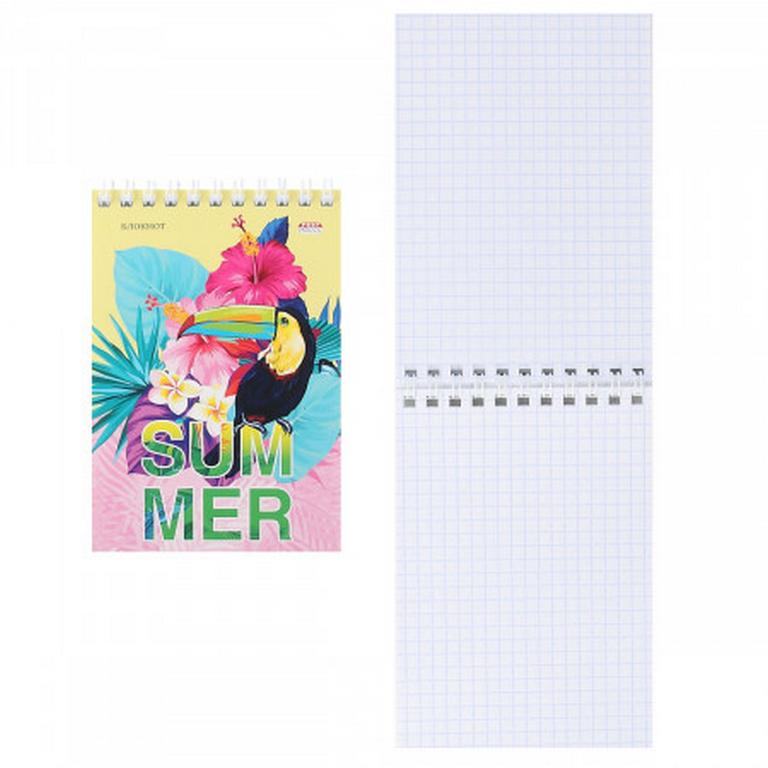 Блокнот А6  40л., 105*148 мм, "ТУКАН И ТРОПИЧЕСКИЕ ЦВЕТЫ"