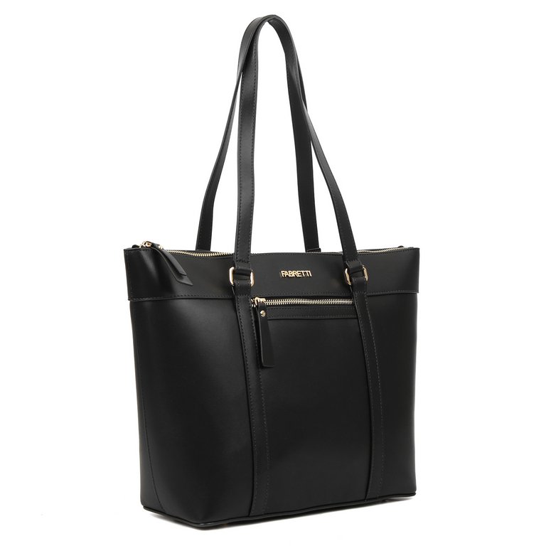 Сумка женская FABRETTI 29х28х12 см, нат. кожа, черный