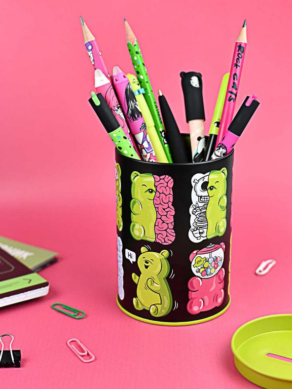 Копилка-подставка для канцелярских принадлежностей "ЖЕЛЕЙНЫЕ МИШКИ" 10,4х7,5х7,5 см, металл