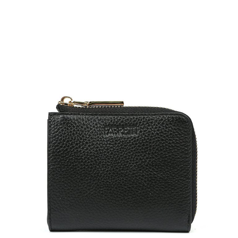Портмоне FABRETTI женское, нат. кожа, 11*10*3 см, черный