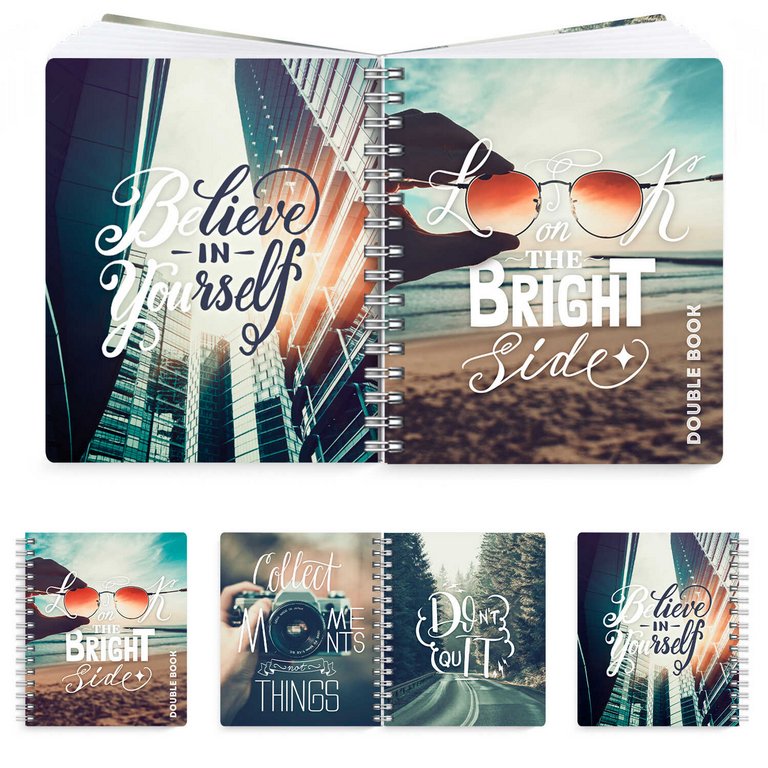 Тетрадь двойная  96 лист кл./лин. А5 на гребне "Double book" ЦИТАТА ДНЯ