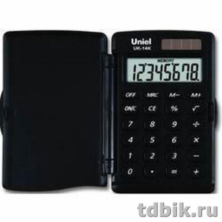 Калькулятор карм. Uniel UK-14К (8 разр., 2 питание 94*60*10мм), черный
