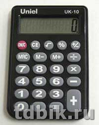 Калькулятор карм. Uniel UK-10К (8 разр. 94*62*11мм), черный