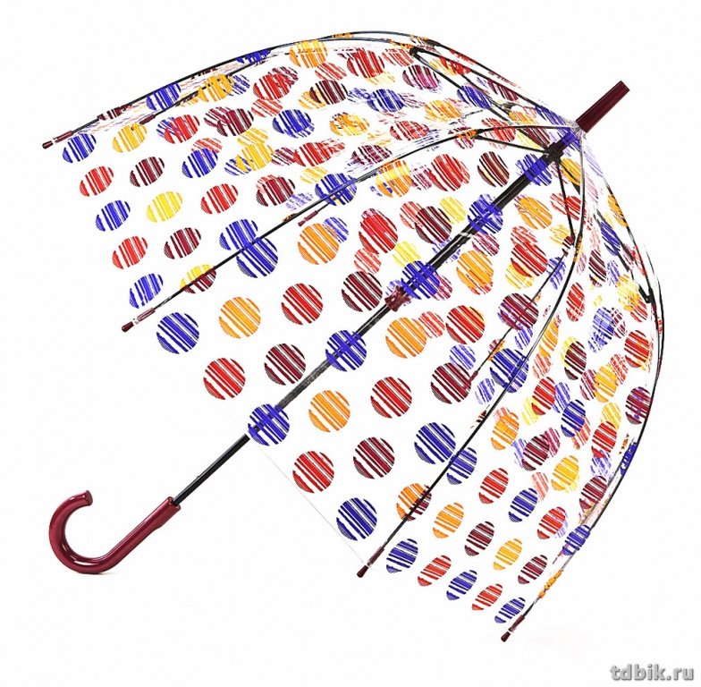 Зонт женский трость Fulton BrushSpot "Горох" диаметр купола 84см