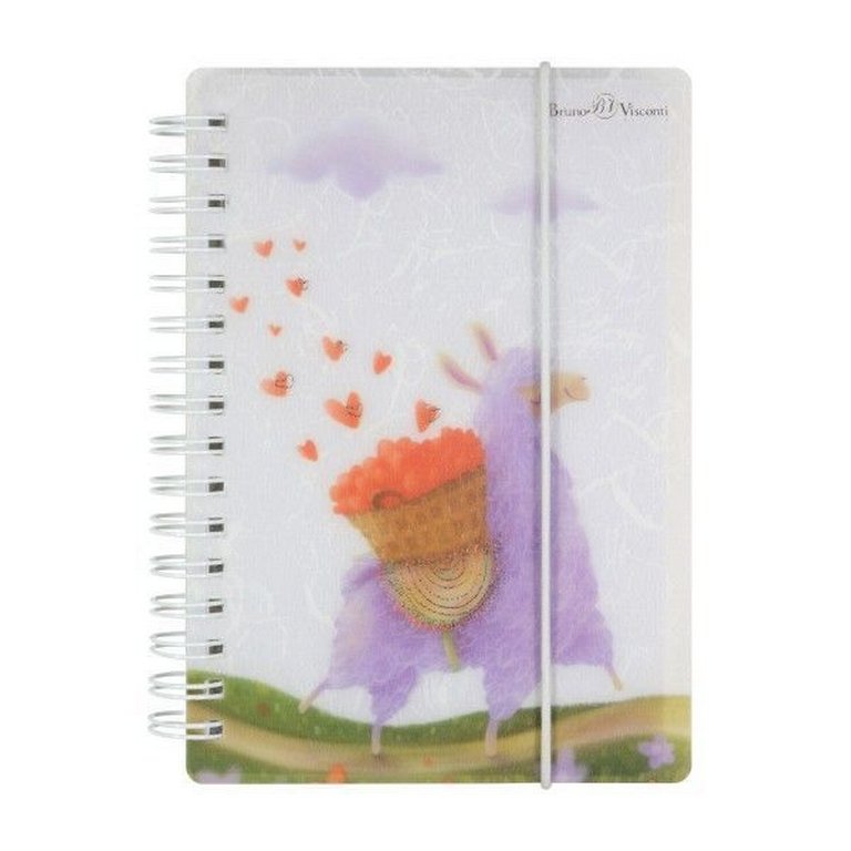 Блокнот А6  80л., 115*150 мм, на гребне с резинкой "ЛАВАНДОВЫЕ ЛАМЫ" линейка, 3 ВИДА