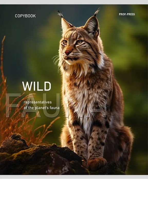 Тетрадь 48 лист лин. А5 на скрепке Prof-Press "ЖИВОТНЫЕ В СВОЕЙ СРЕДЕ" цвет. мелов. обл., твин-лак