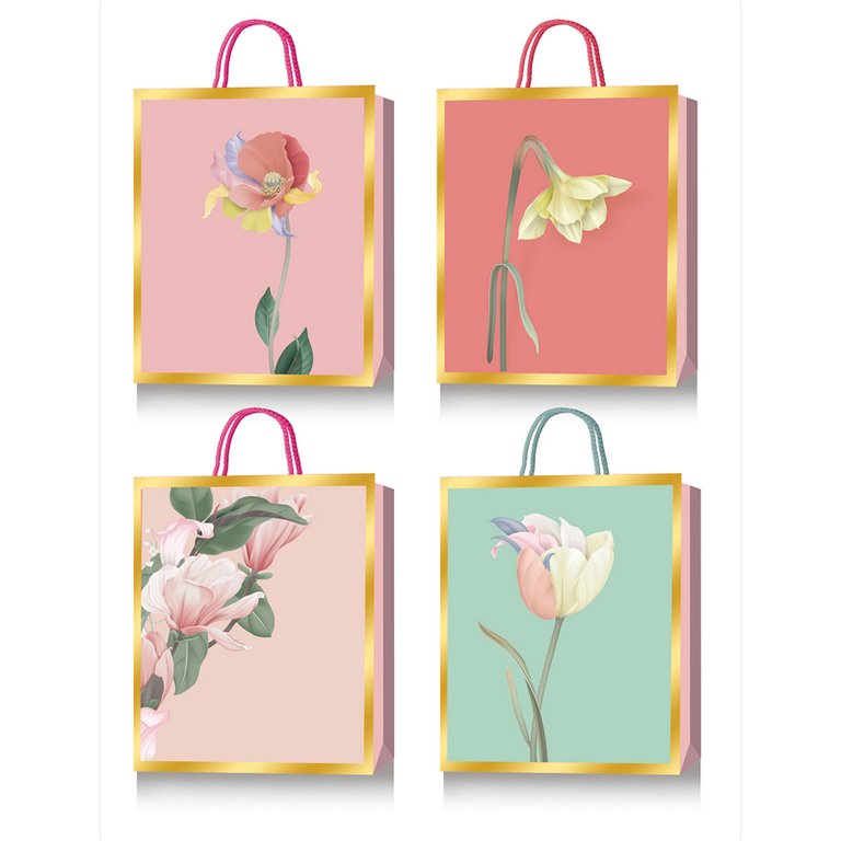 Пакет бумажный 26*32см матовый "Flowers for you" (ассорти)