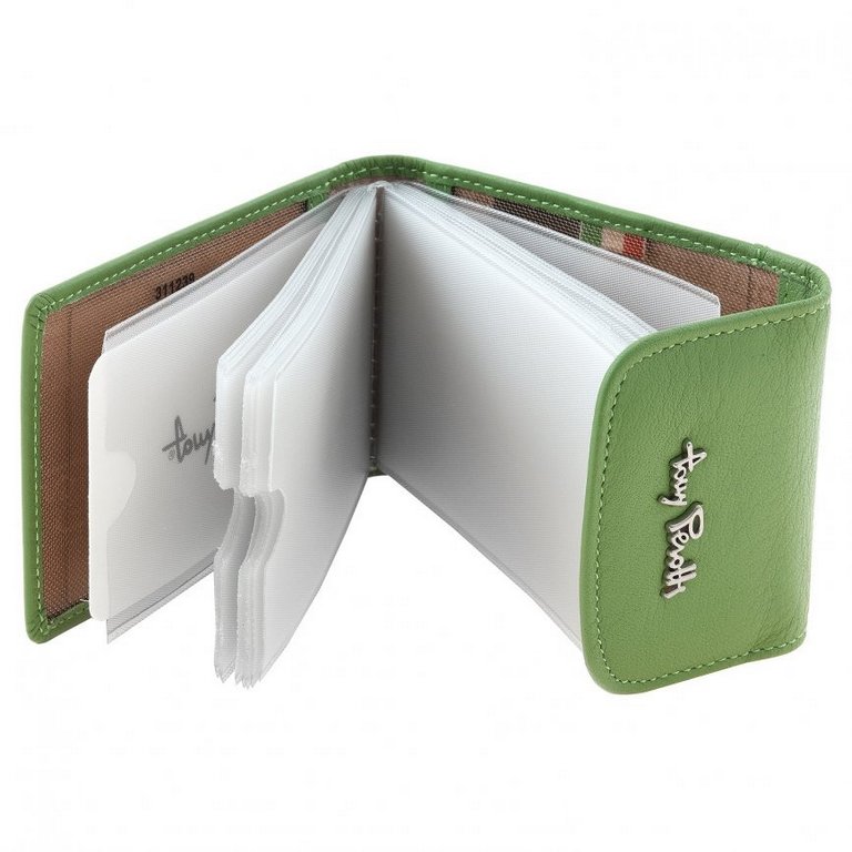 Визитница Tony Perotti 10,5*7см на 20 визиток, нат. кожа, цвет зеленый