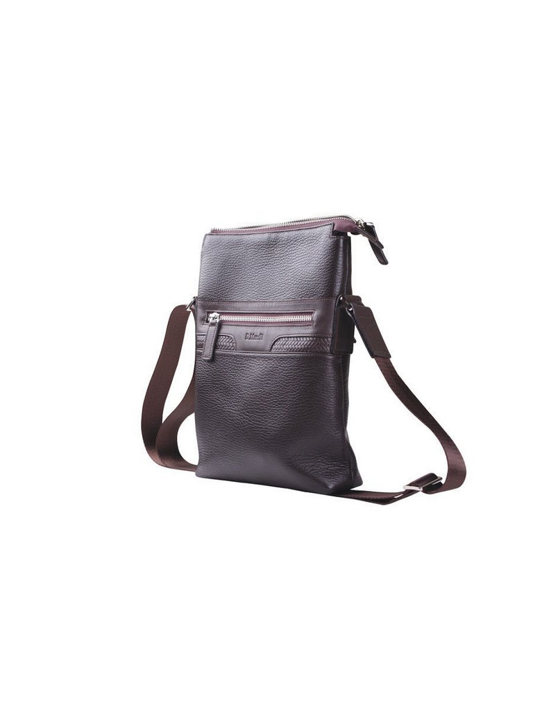 Сумка мужская D.Morelli малая, нат. кожа, на плечевом ремне, фл.коричн.