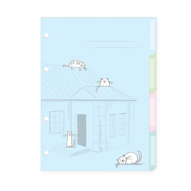 Разделители для тетради на кольцах А5 4л. "ДОВОЛЬНЫЕ КОТЫ"