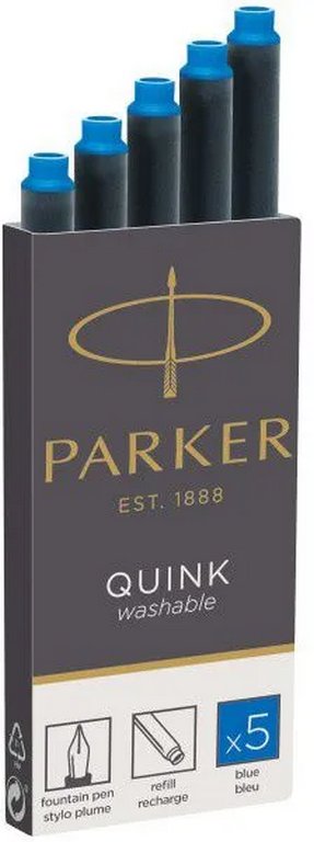 Чернильные картриджи Parker Quink синие 5шт/уп. (длина 7,5 см)