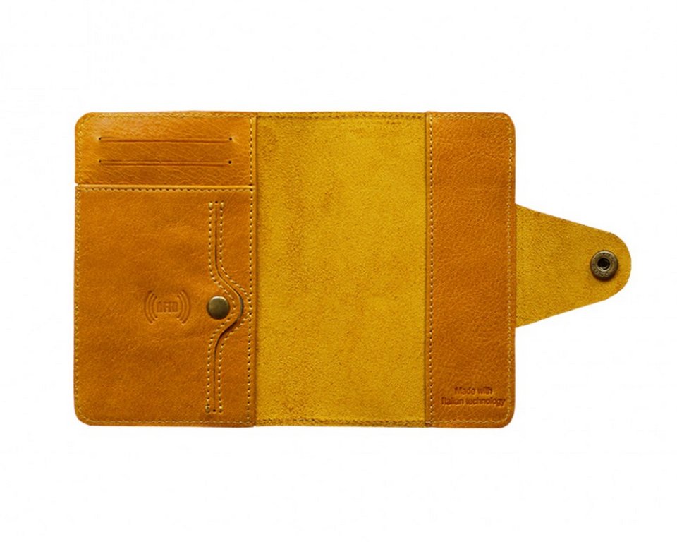 Обложка для паспорта D.Morelli "Титан" с RFID-защитой, нат. кожа, жёлтый