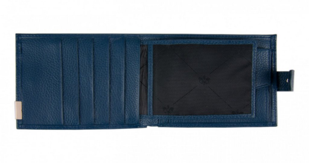 Портмоне Alliance "Baron" 12х10см нат. кожа, на кнопке, цвет синий