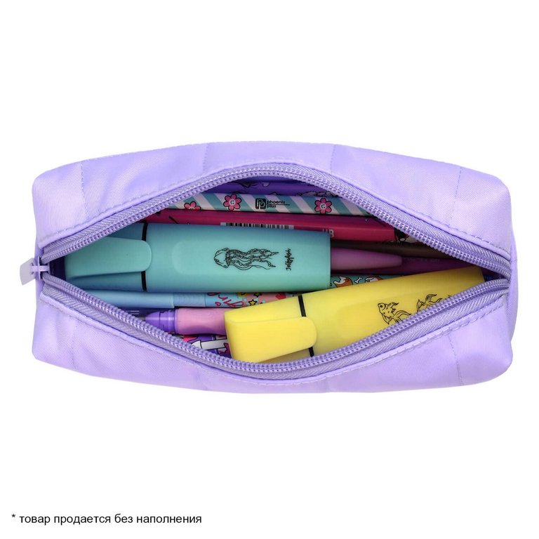 Пенал  для девочки Феникс + "Сиреневый стеганный" 19,5*5,5*6,5 см полиэстер