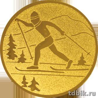 Эмблема для медали, металл. d=25мм "Лыжный спорт"
