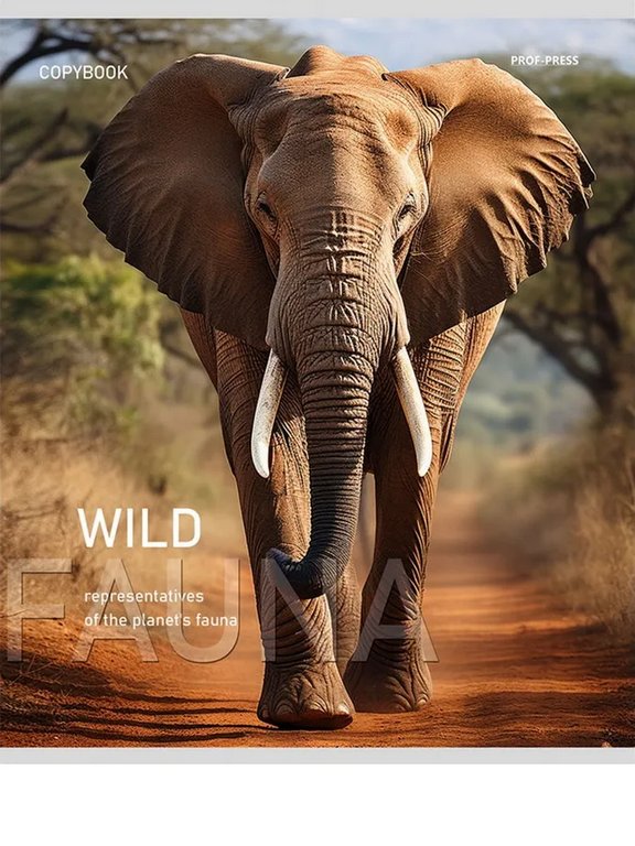Тетрадь 48 лист лин. А5 на скрепке Prof-Press "ЖИВОТНЫЕ В СВОЕЙ СРЕДЕ" цвет. мелов. обл., твин-лак