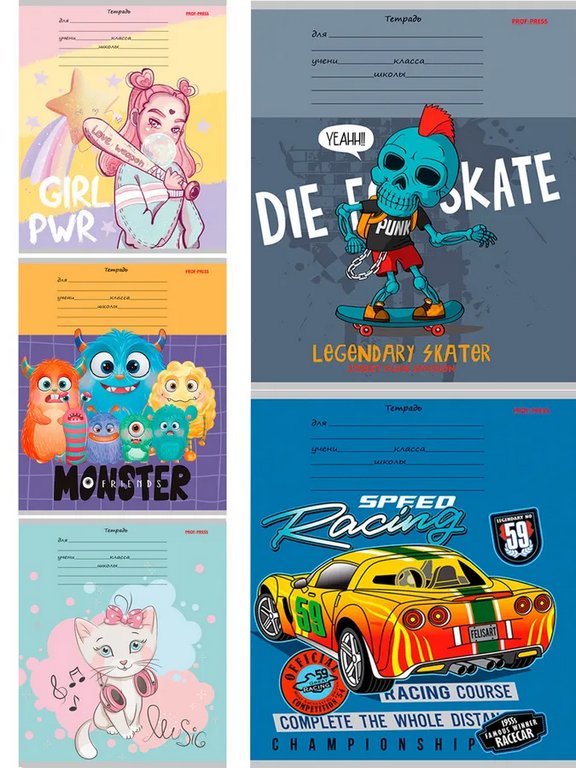 Тетрадь 12 лист лин. косая А5 "МИКС"