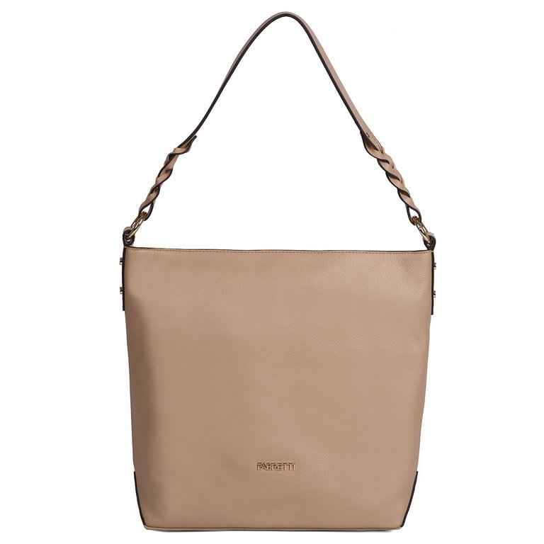 Сумка женская FABRETTI 32х29х11 см, нат. кожа, темно-бежевый