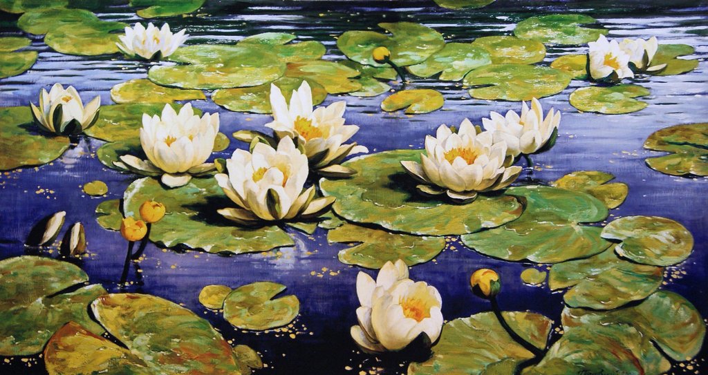 Постер на холсте 75*40см, Игорь Беловский "Кувшинки"