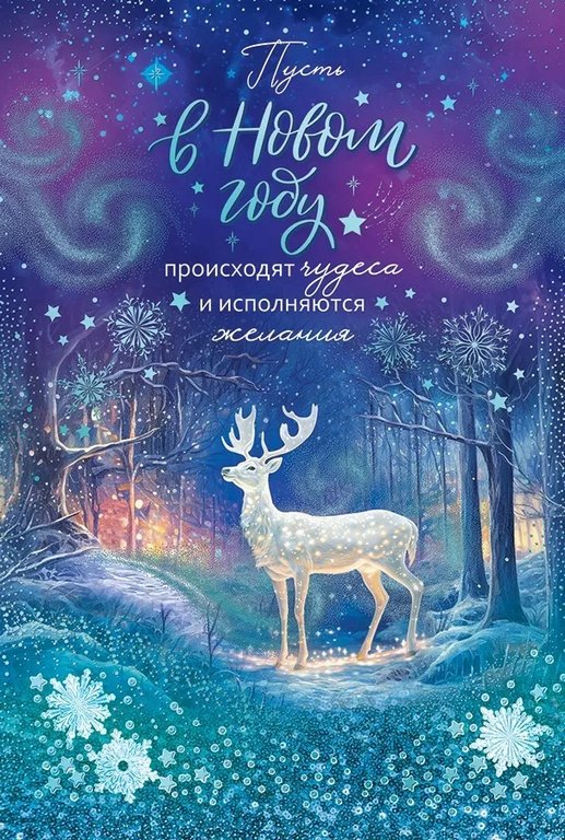 Открытка  НГ средняя "Пусть в Новом году происходят чудеса..." текст