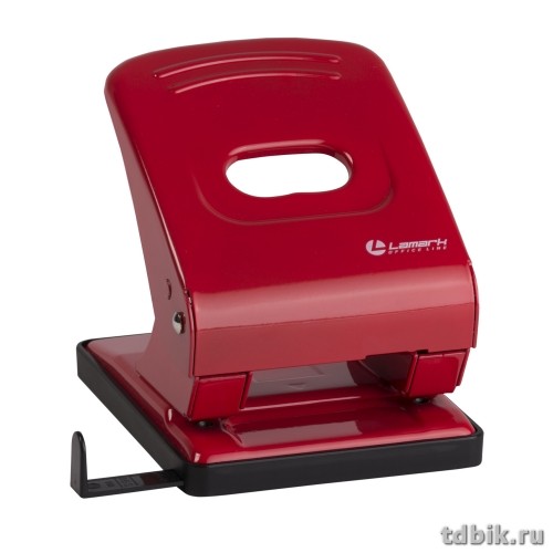 Дырокол до 40л метал. Lаmark "Mettallic", с линейкой цв. красный