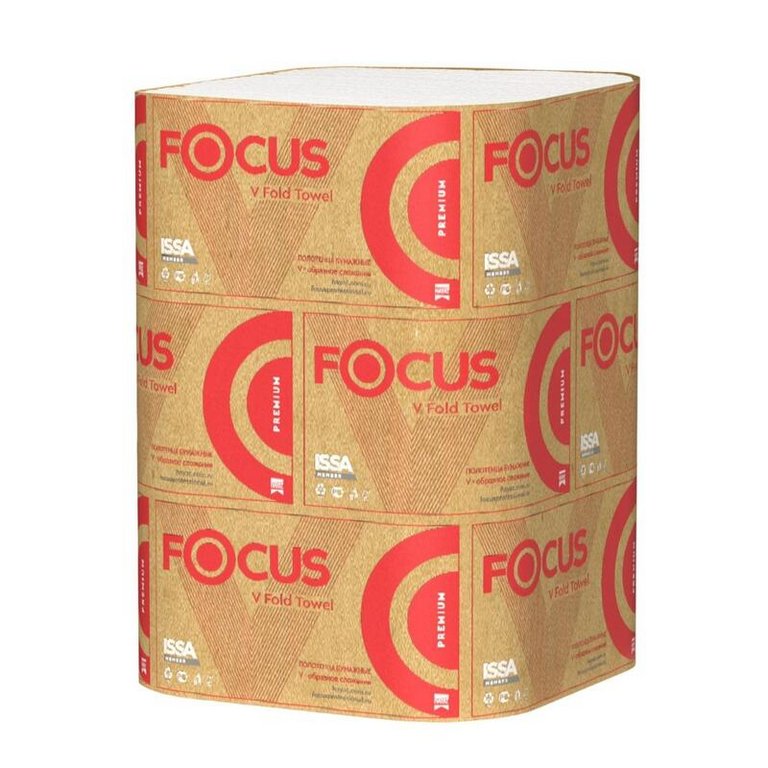 Полотенце бумажное для диспенсера в пачке Focus Premium (H3) 2 сл.,200л.,23x23см