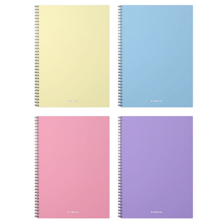 Тетрадь 80 лист кл. А4 на спирали, пластиковая обложка "Pastel" ассорти
