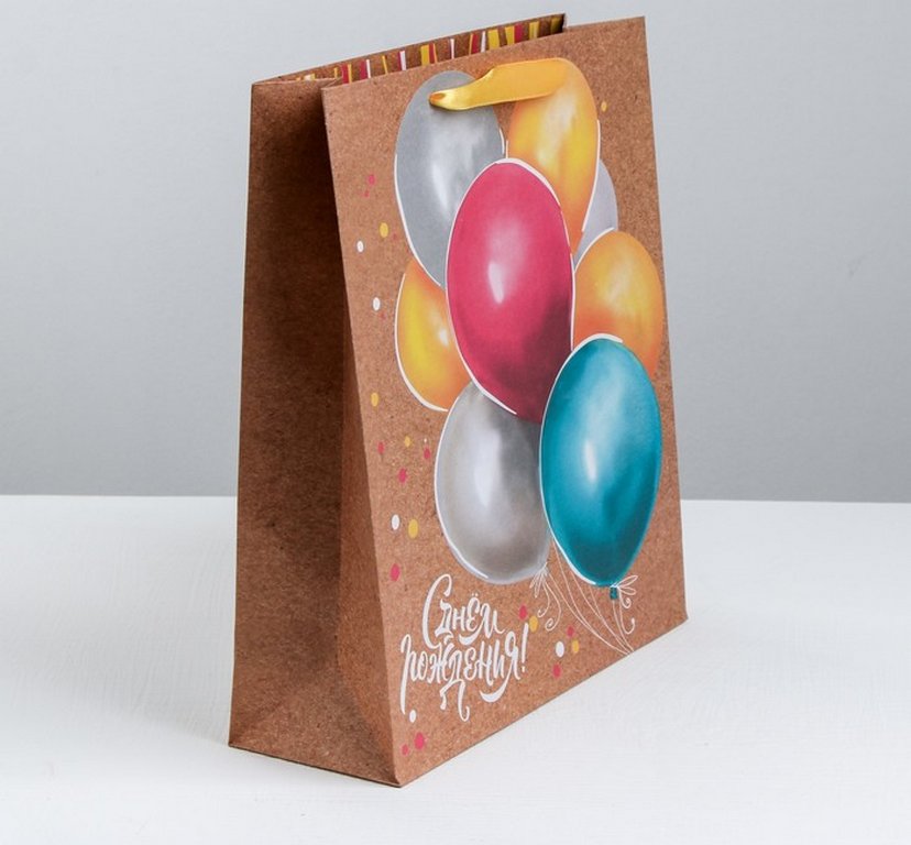 Пакет бумажный 31*40см крафт "Весёлый праздник"