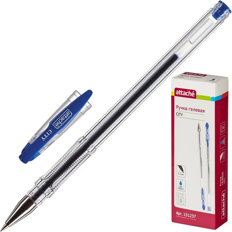 Ручка гелевая Attache City 0,7мм синяя (стерж.139мм, линия 0,5мм)