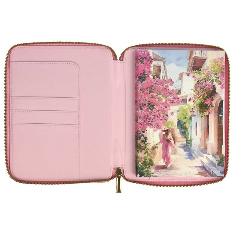 Ежедневник-органайзер без дат А5+ 120л. Escalada "Наппа Девушка с цветвми" кожзам тв. обл. на молнии