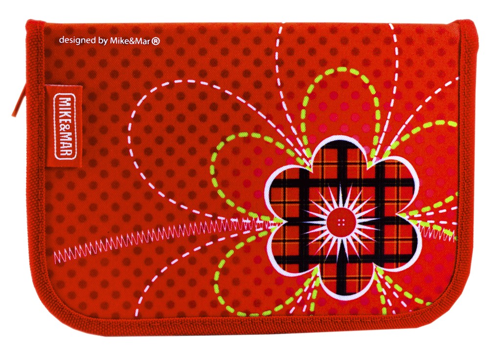 Пенал 1 отд. 1 откид. планка для девочки Mike & Mar "Цветок" (ткань)