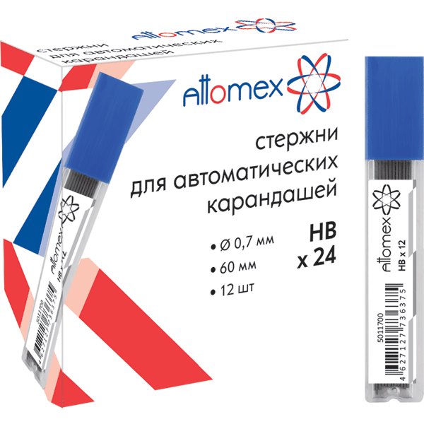 Стержни для мех. кар. 0.7 мм НВ 12шт Attomex