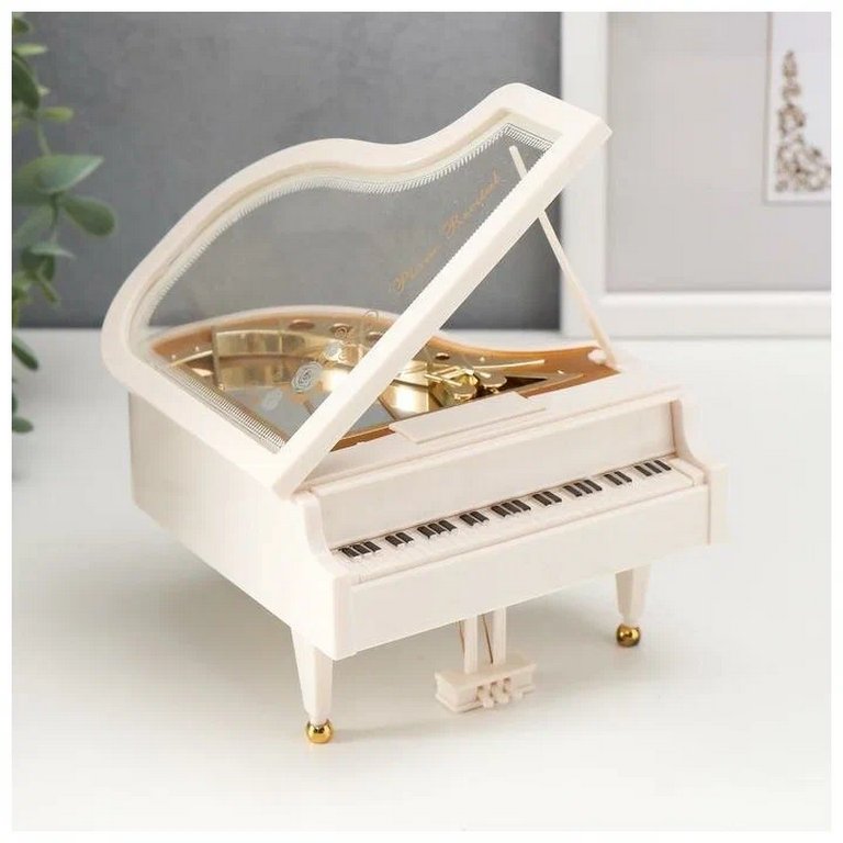 Шкатулка музыкальная "Белый рояль с балериной" 12х13,5х8,5 см
