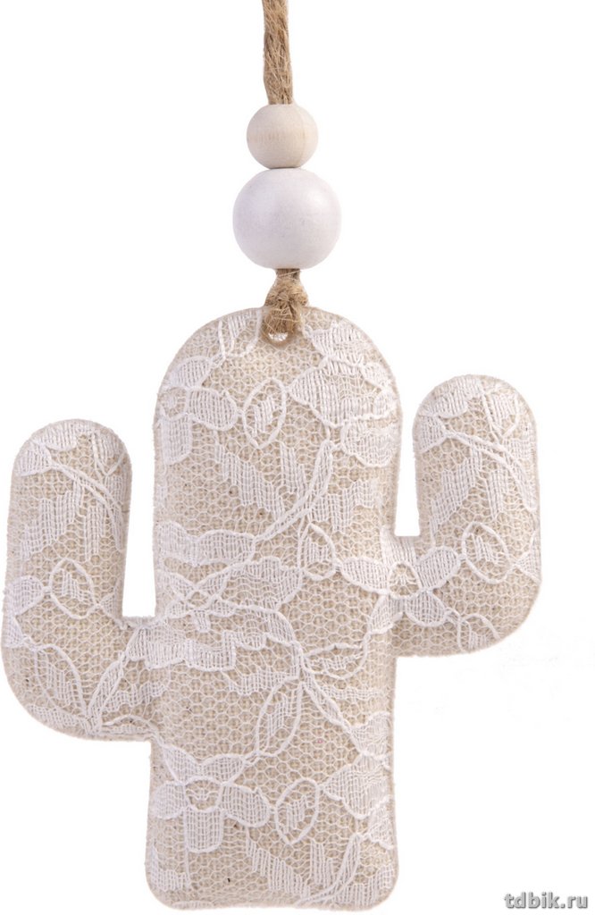 Украшение елочное из ткани "Кактус ажурный" 7,5*1,5*8,5см