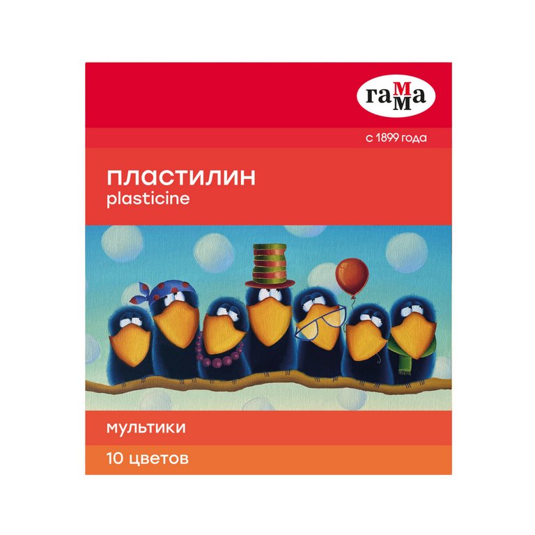 Пластилин 10 цв. 200 гр. Гамма "Мультики", со стеком, картон. упаковка