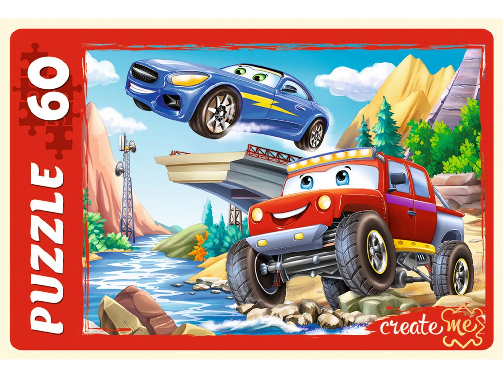 Пазлы   60 дет. "Крутые машинки" Рыжий КОТ