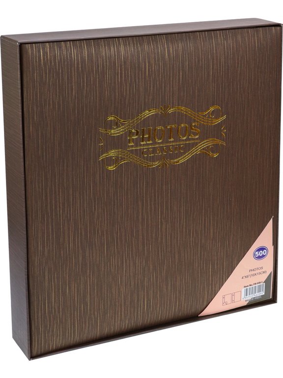 Фотоальбом 500 фото 10*15см "Классика" твердая обложка, коричневая рябь