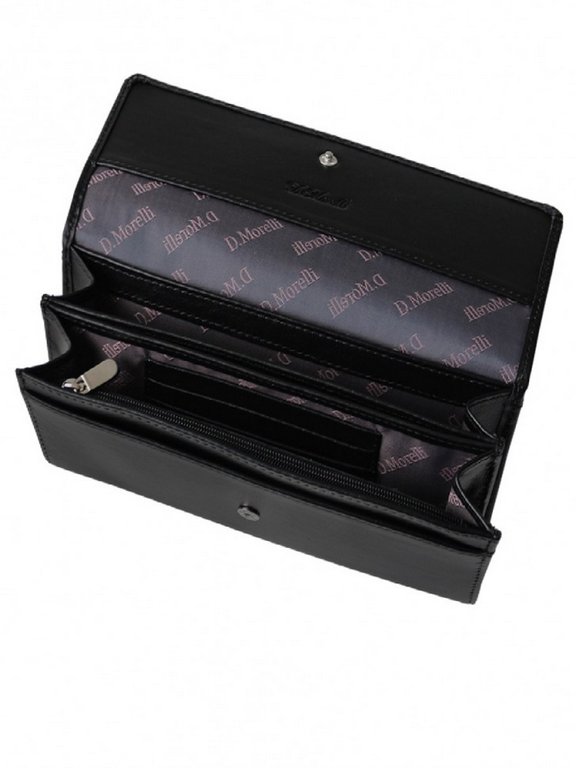 Портмоне D.Morelli женское "Энжи" большое  нат. кожа, черное